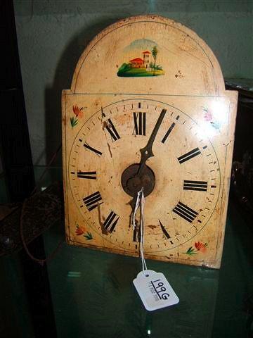 Appraisal: A th Century postman's alarm wall clock with painted break