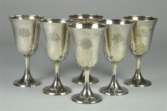 Appraisal: Sterling Water Goblets th Century Set of six Marked Sterling