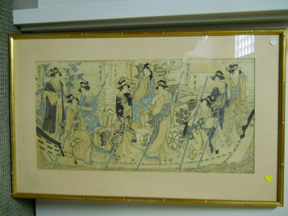 Appraisal: Woodblock Print Japan Tsukimaro fl a geisha in a pleasure