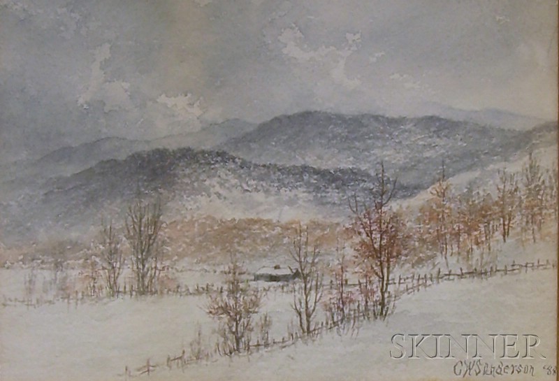 Appraisal: Framed Watercolor on Paper board Winter Landscape by Charles Wesley