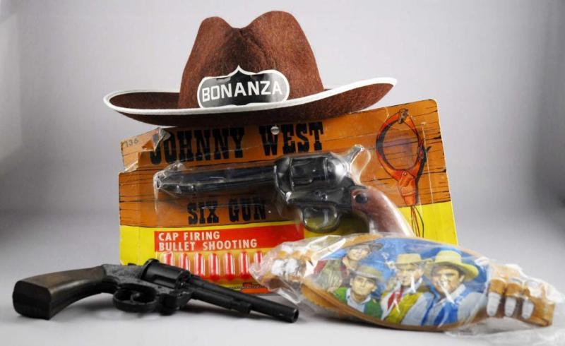 Appraisal: Lot of Vintage Western Toy Items Description Includes Bonanza Holster