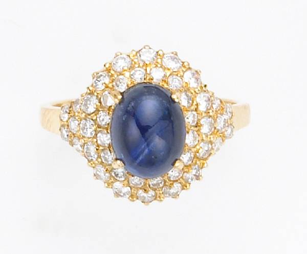 Appraisal: A sapphire and diamond ring mounted in eighteen karat gold