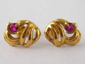 Appraisal: A pair of yellow metal tests carat gold ruby ear