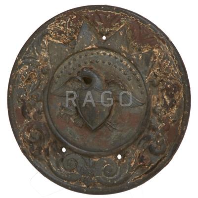 Appraisal: CAST IRON MILITARY PLAQUE U S coat of arms beneath