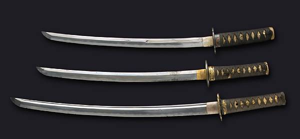 Appraisal: Three wakizashi The first a shinogi zukuri wakizashi cm unsigned