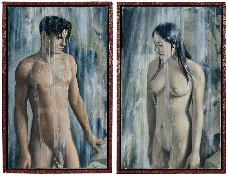 Appraisal: Peter Churcher Australian born A Pair of Nudes Adam and