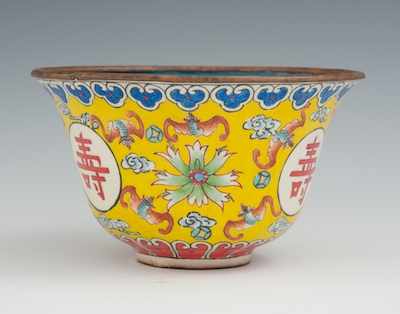 Appraisal: A Chinese Famille Jeune Enameled Bronze Wine Cup Qianlong Period