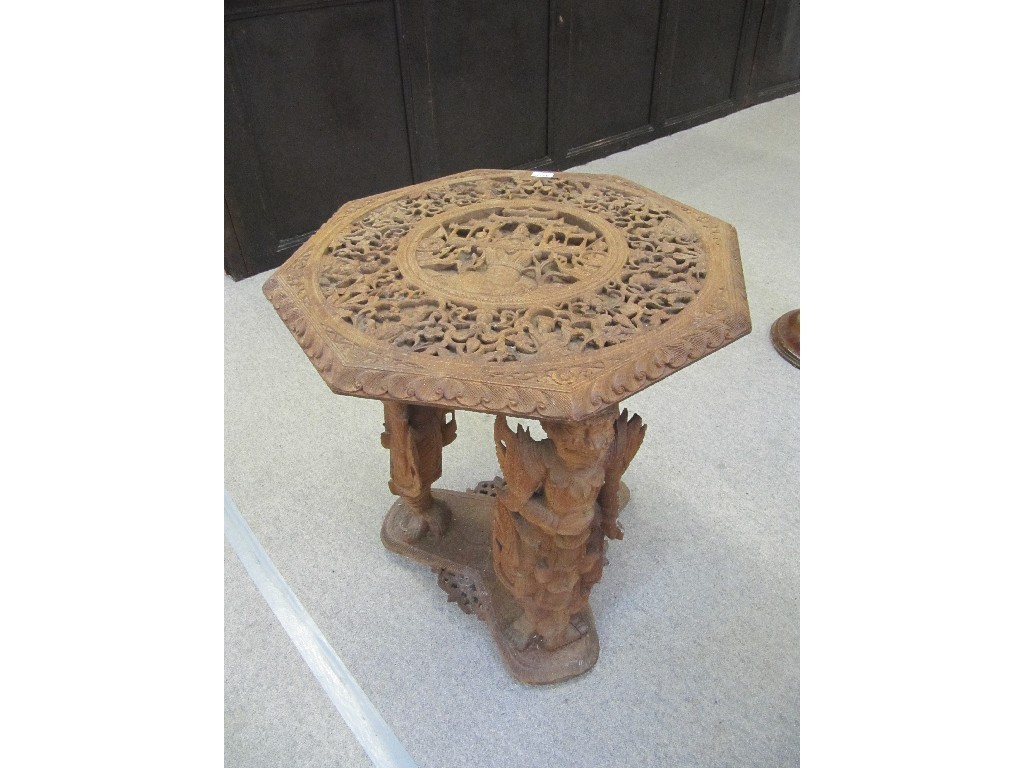 Appraisal: Pair of Burmese carved octagonal tables