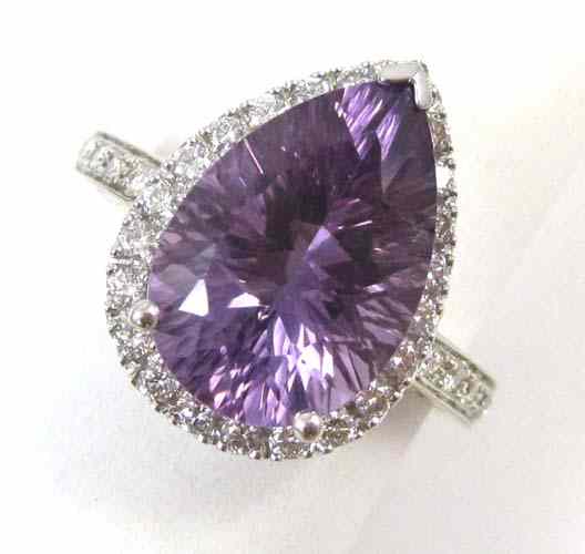 Appraisal: AMETHYST DIAMOND AND WHITE GOLD RING The k gold ring