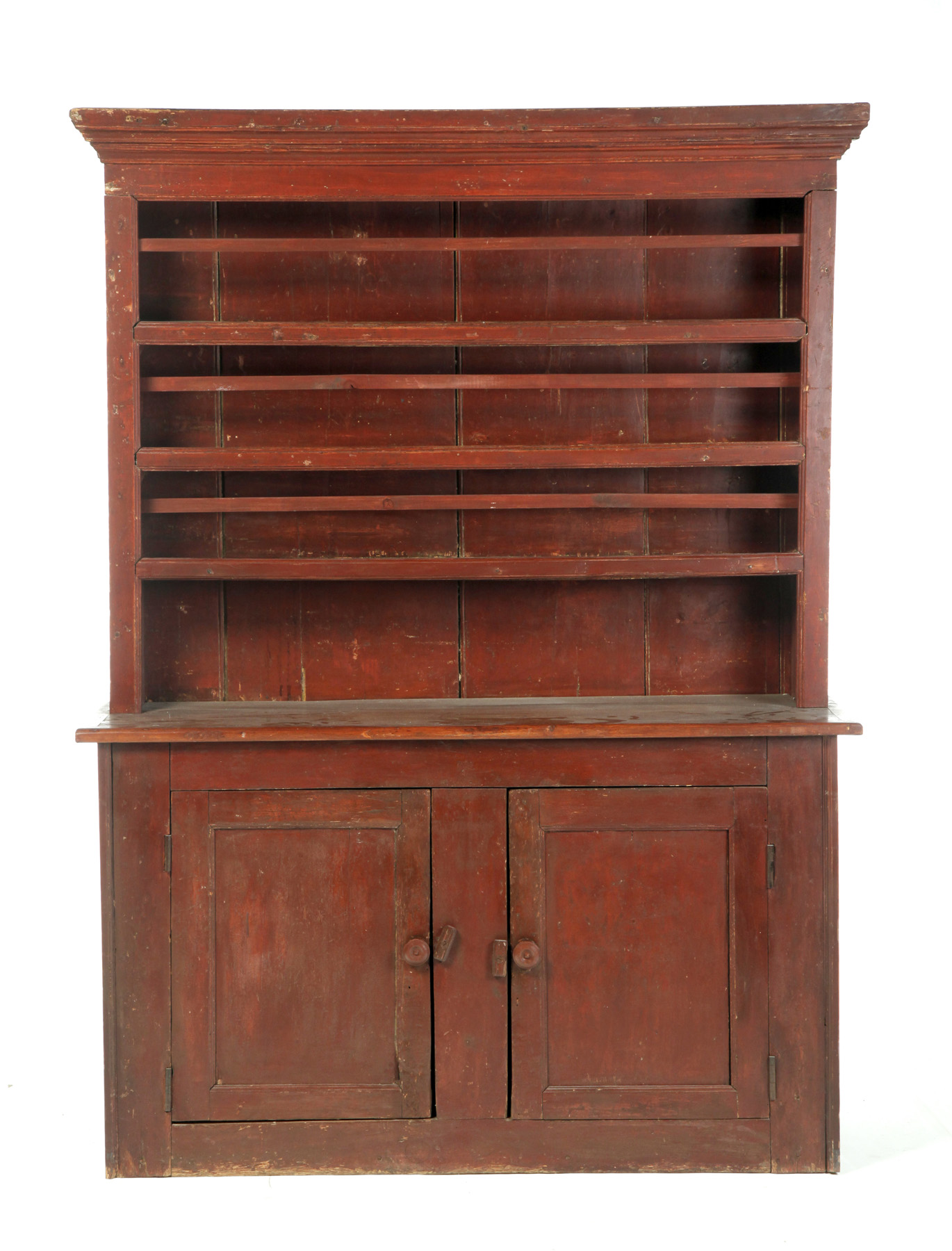 Appraisal: AMERICAN OPEN-TOP CUPBOARD Early th century pine One-piece cupboard with