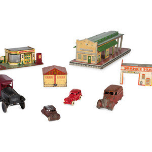 Appraisal: A Group of Toy Service Stations and Cars th Century