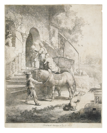 Appraisal: REMBRANDT VAN RIJN The Good Samaritan Etching x mm x