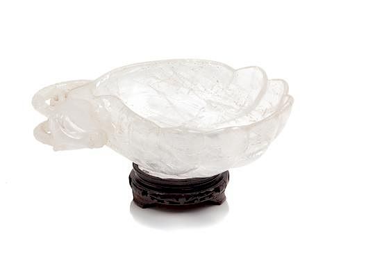 Appraisal: A Carved Rock Crystal Bowl Height x width of bowl