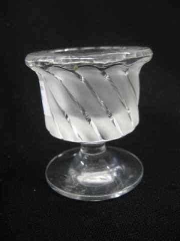 Appraisal: Lalique Crystal Toothpick Holder frosted swirl pedestal base signed ''