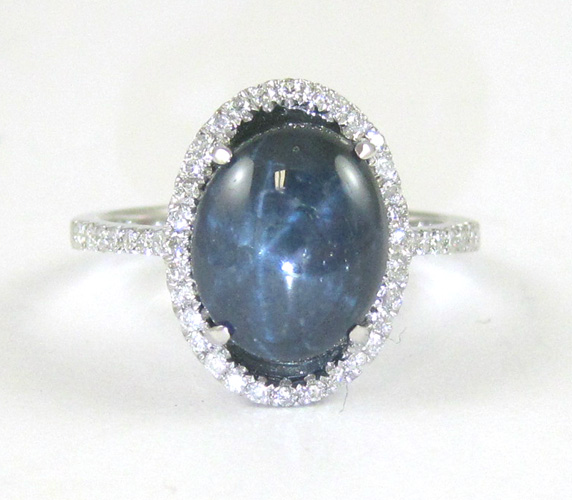 Appraisal: STAR SAPPHIRE DIAMOND AND WHITE GOLD RING The k white