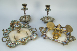 Appraisal: A late th century Continental four piece brass and white