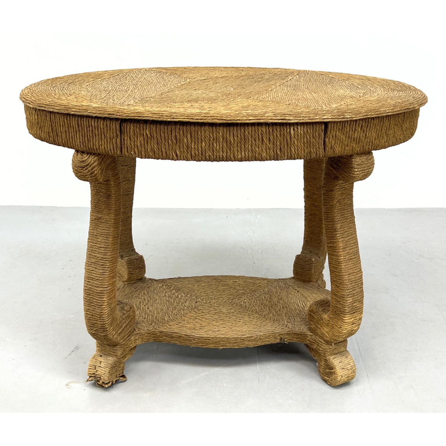 Appraisal: AUDOUX AND MINET Inspired Table Highly unusual Twine covered Empire