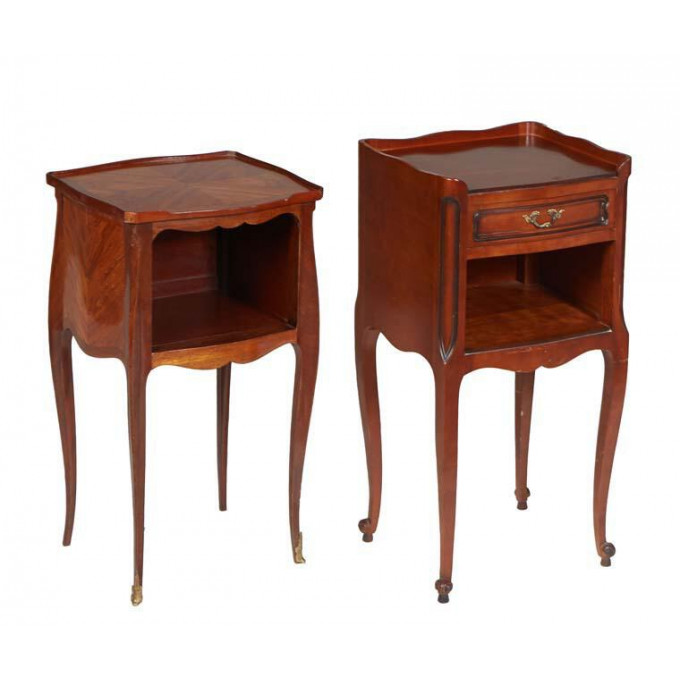 Appraisal: Near Pair of French Louis XV Style Carved Cherry Nightstands