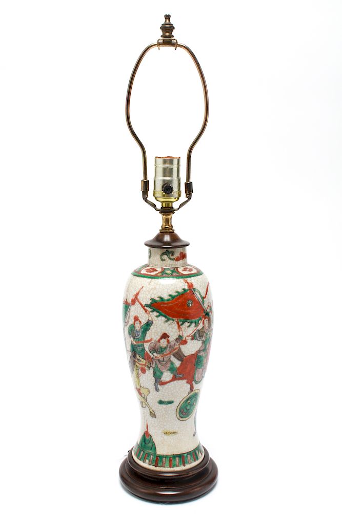 Appraisal: Chinese Famille Verte Porcelain Table Lamp Chinese porcelain table lamp