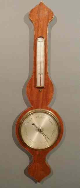 Appraisal: English inlaid mahogany barometer th c NOTE this lot cannot