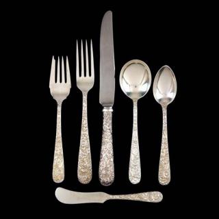 Appraisal: S Kirk Son Repousse Sterling Silver Flatware Service pieces service