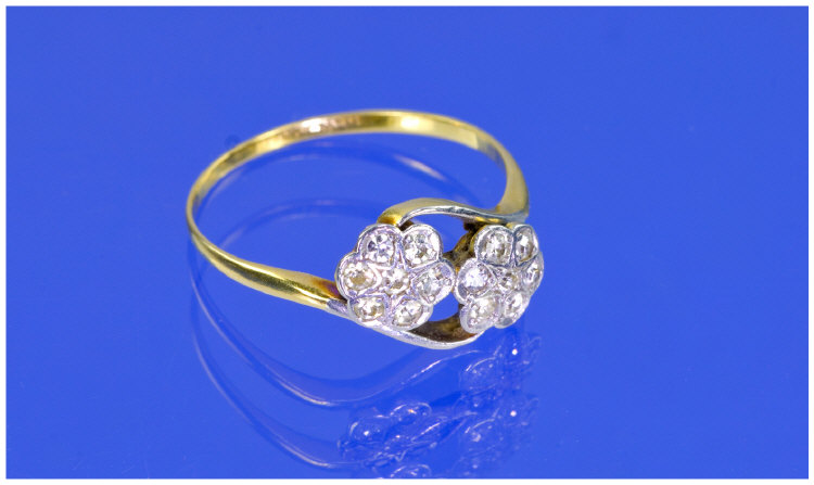 Appraisal: ct Gold Diamond Cluster Ring Showing Two Diamond Seven Stone