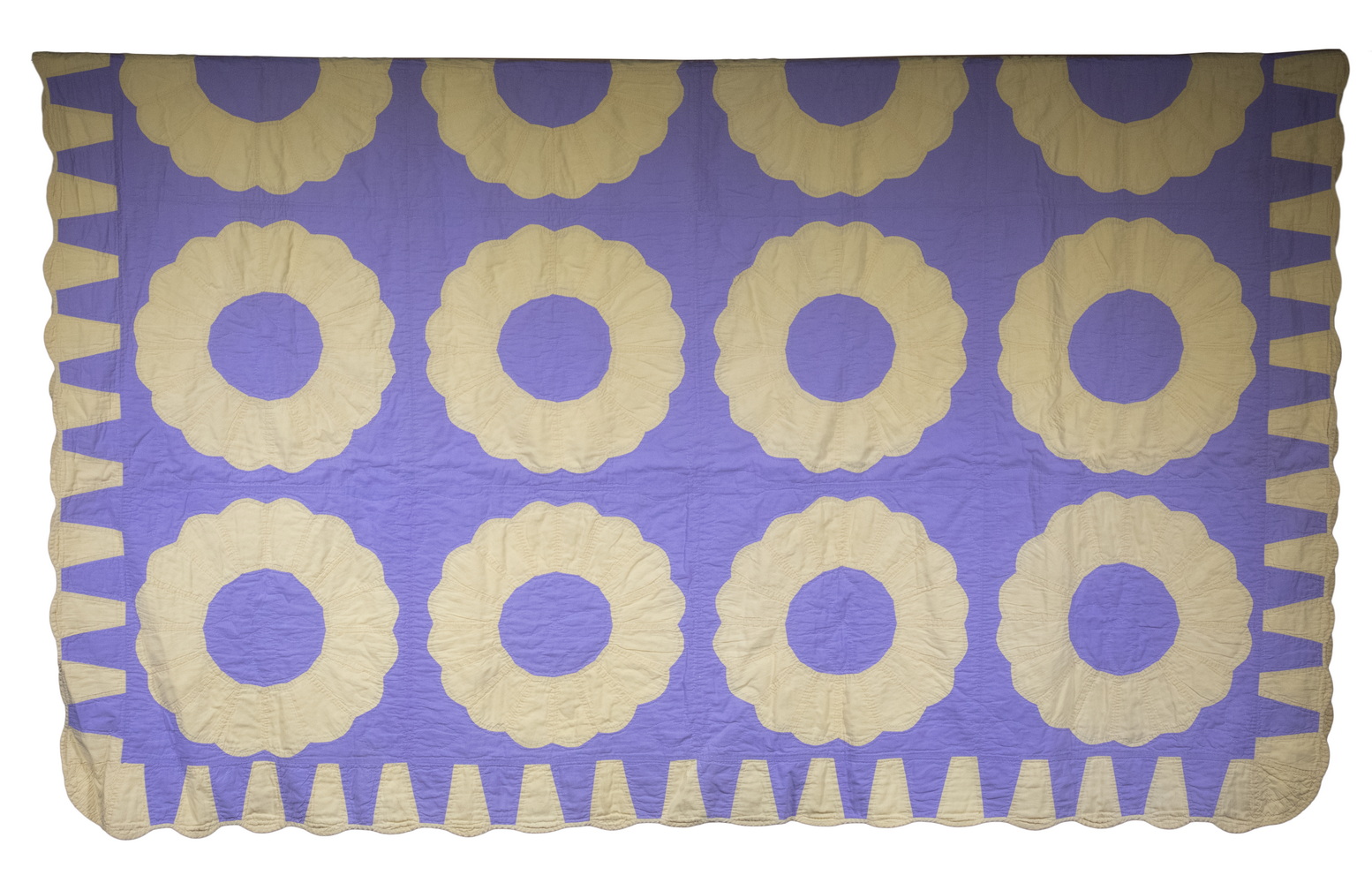 Appraisal: VINTAGE APPLIQUE QUILT Vintage Lavender Yellow Handmade Quilt with hand