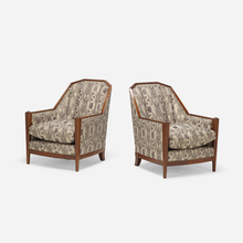 Appraisal: In the manner of Jean Roy re CLUB CHAIRS PAIR