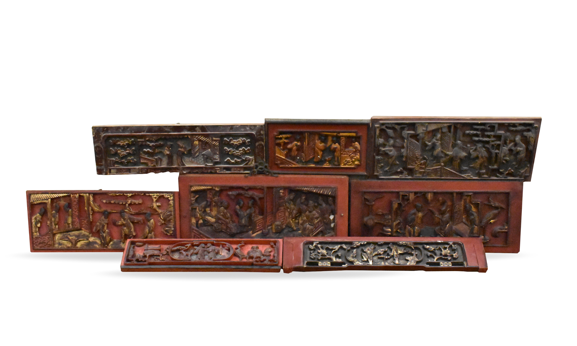 Appraisal: A group of Chinese gilt laqcuered carved wood panels dating