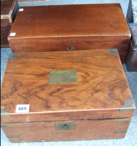 Appraisal: A th century mahogany writing slope with brass bound decoration