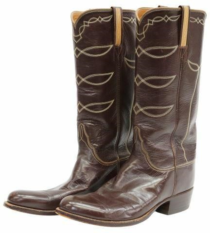 Appraisal: pair Men's brown leather cowboy boots Lucchese Boot Company model