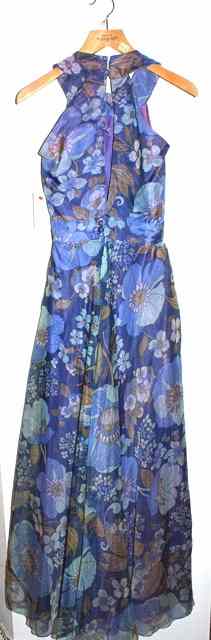 Appraisal: A VINTAGE BLUE FLORAL DRESS 'California' label to neck sleeveless