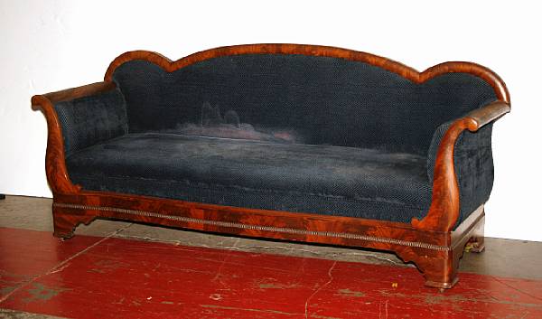 Appraisal: A Victorian mahogany sofa mid th century sunfaded height in