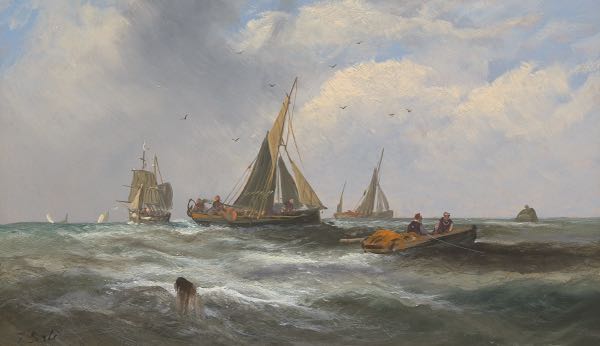 Appraisal: THOMAS BALE BRITISH TH CENTURY x Ships at sea Oil