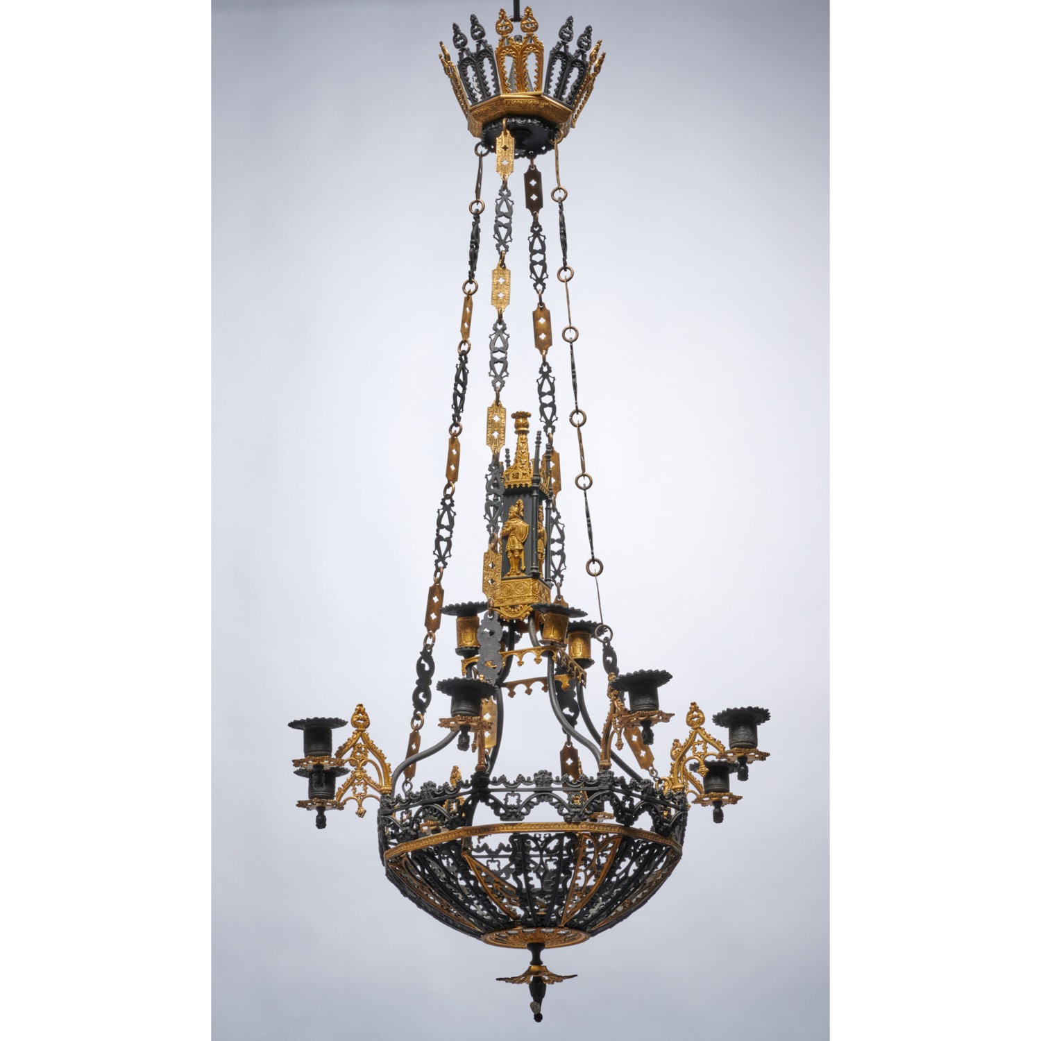 Appraisal: VERY NICE GOTHIC REVIVAL PARCEL GILT CHANDELIER Late th c