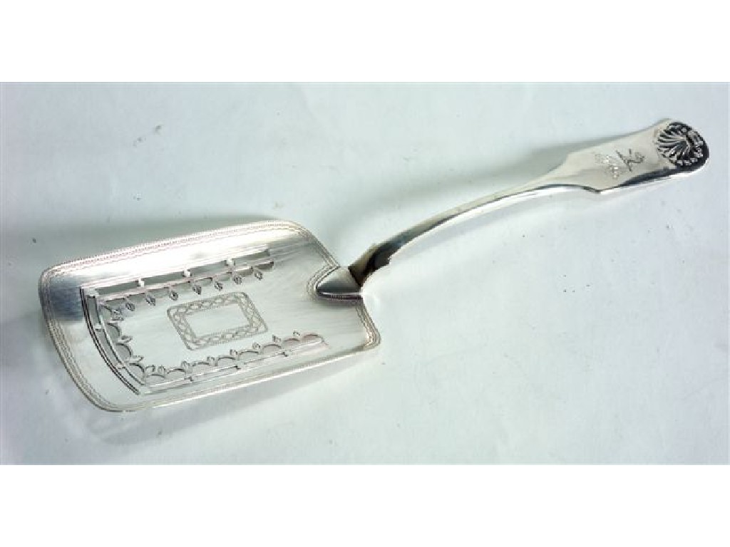 Appraisal: IRISH GEORGE III SILVER FISH SLICE RICHARD SAWYER DUBLIN the