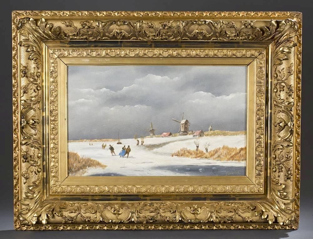 Appraisal: J Kaster Winter Scene o b Kaster J c oil