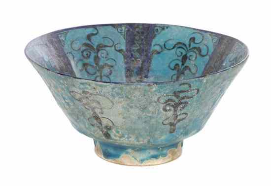 Appraisal: A Kashan Pottery Bowl early th century of conical form