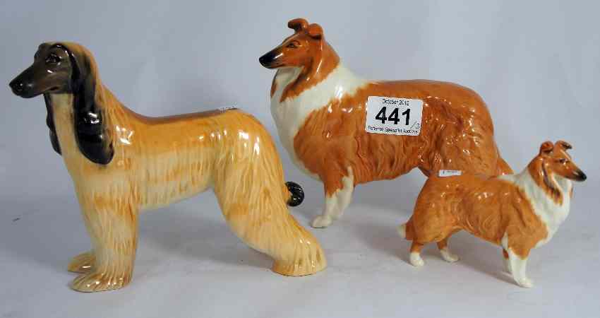 Appraisal: Beswick Collie small Collie large and Afghan Hound