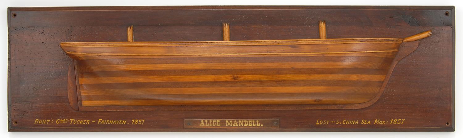 Appraisal: MOUNTED HALF MODEL OF THE WHALE SHIP ALICE MANDELLThe Alice