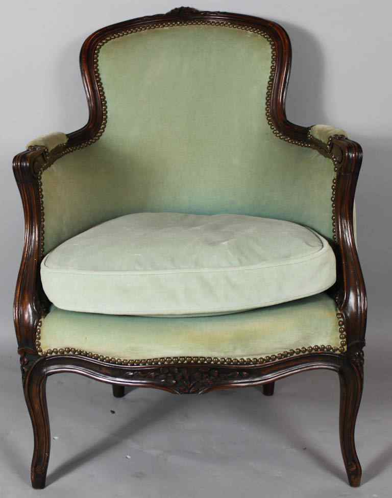 Appraisal: LOUIS XV STYLE MAHOGANY BERGERE probably late th early th