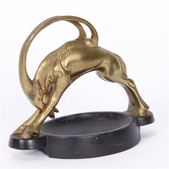 Appraisal: Frankart figural art deco gazelle tray ashtray H x W