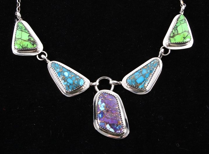 Appraisal: Navajo Herbert Tsosie Mojave Sterling Necklace Included in this lot