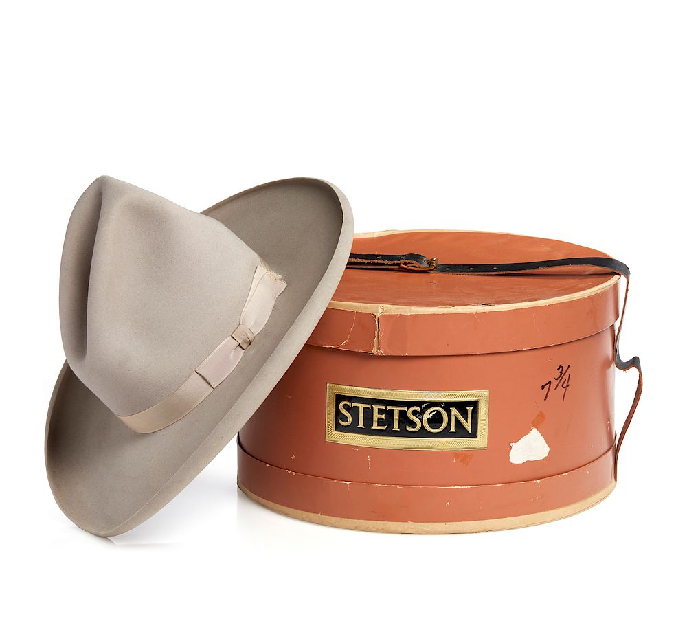 Appraisal: Early Stetson Hat and Original Box Vintage grey X beaver