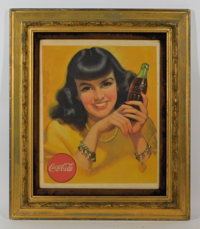 Appraisal: ANTIQUE COCA COLA GIRL PAPER ADVERTISEMENT SIGN United States First