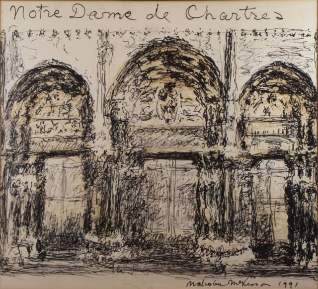 Appraisal: MCKESSON Malcom Ink on Paper Notre-Dame deChartres Signed and dated