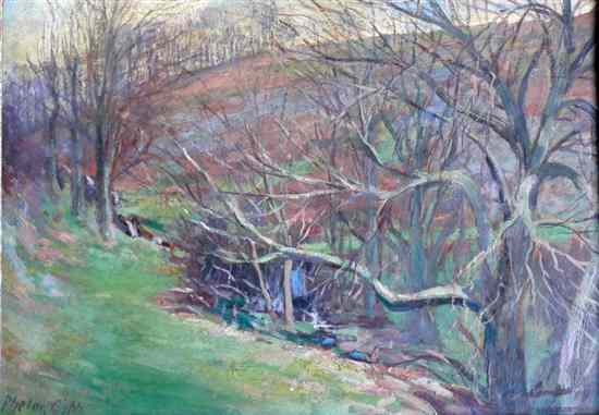 Appraisal: H W Phelan Gibb - oil on board Wooded valley