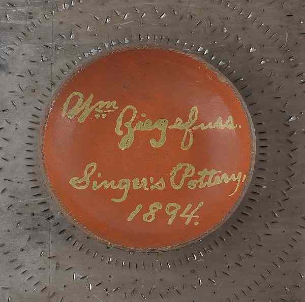 Appraisal: Bucks County Pennsylvania redware charger by Simon Singer dated inscribed