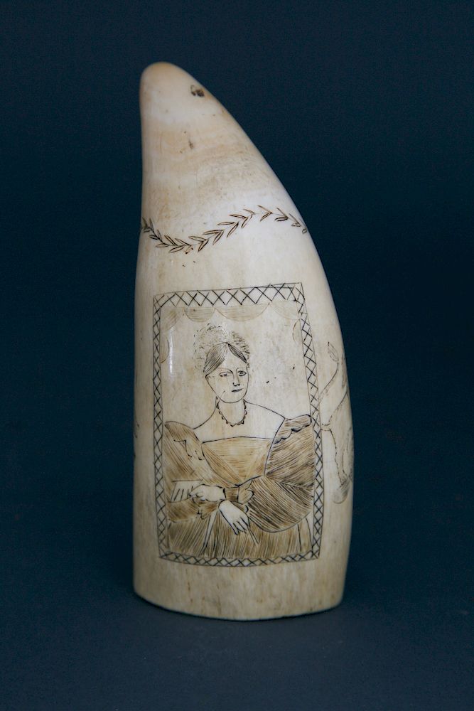 Appraisal: Whaleman Scrimshaw and Polychrome Whale Tooth circa s Exclusive on