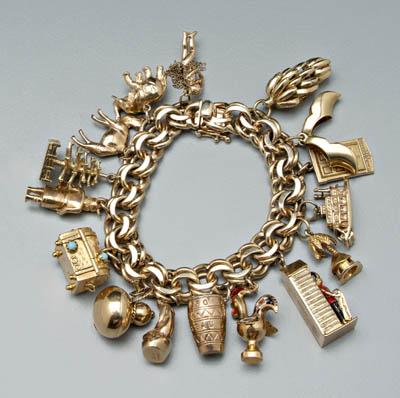 Appraisal: Tiffany gold charm bracelet kt yellow gold double curb bracelet